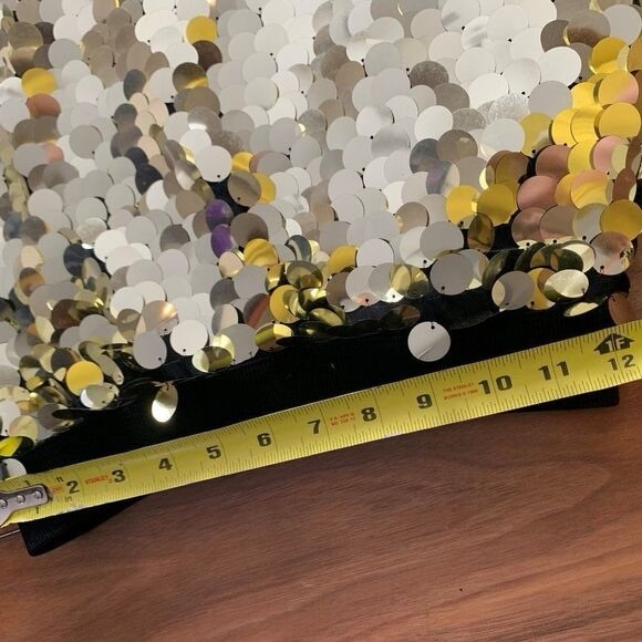 Maxi skirt  French Connection  SZ S  golden sequins  lined  elastic waist - Picture 4 of 8